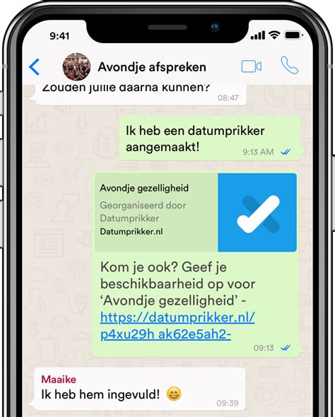 hoe datumprikker in whatsapp|